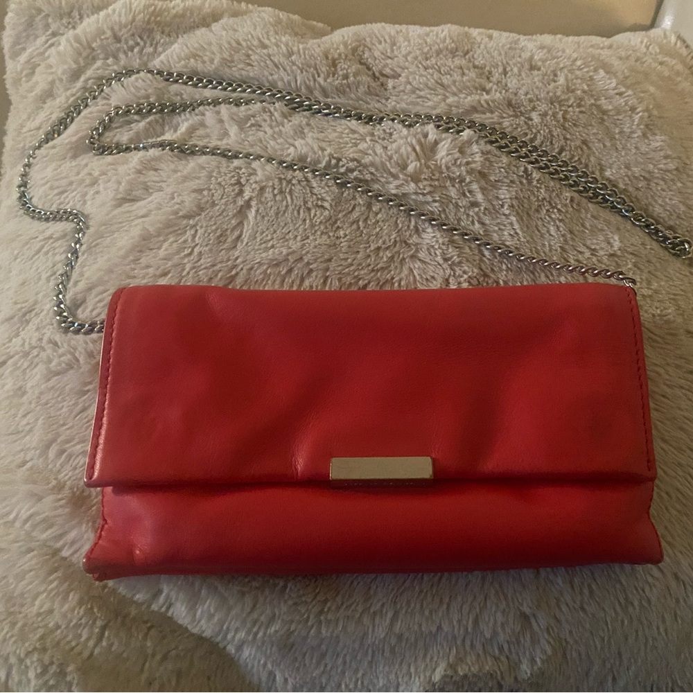 Loeffler Randall leather purse red with silver chain